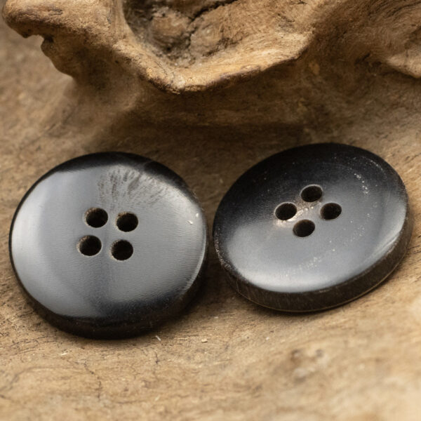 Black Natural Horn Buttons for Japanese-style Retro Plaid Long Coat 10pcs - Image 2