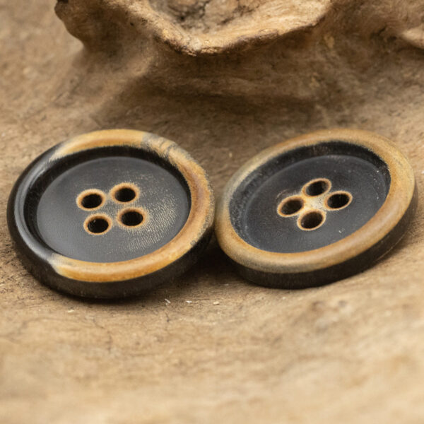 Black Natural Horn Buttons for Japanese-style Retro Plaid Long Coat 10pcs - Image 3