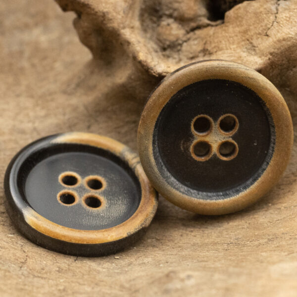 Black Natural Horn Buttons for Japanese-style Retro Plaid Long Coat 10pcs - Image 4
