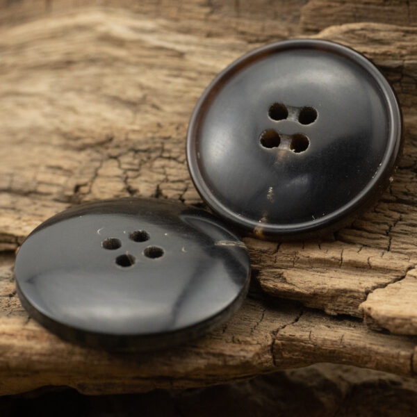 15-25mm Narrow-Edged Black Coffee Horn Buttons 10pcs - Image 2