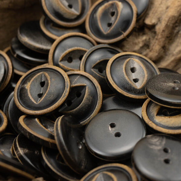 Fire Burned Horn Rustic Clothing Buttons 2 Hole Fish-Eye,10PCS