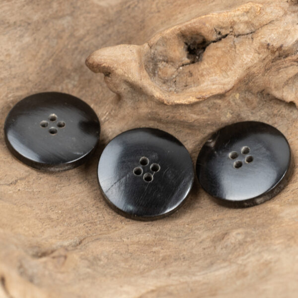 Black Four-Hole Burnt Natural Horn Clothing Buttons,10pcs