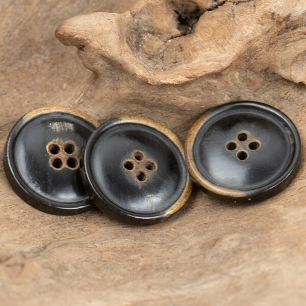 Black Four-Hole Burnt Natural Horn Clothing Buttons,10pcs