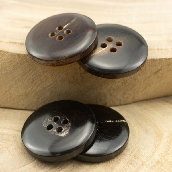15-25mm Vintage Dark Coffee Black Genuine Horn Buttons 10pcs - Image 2