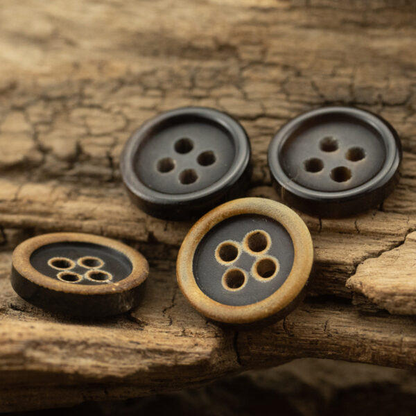 11.5mm Burnt Dark Coffee and Black Horn Buttons for Polo Shirts 10pcs - Image 3