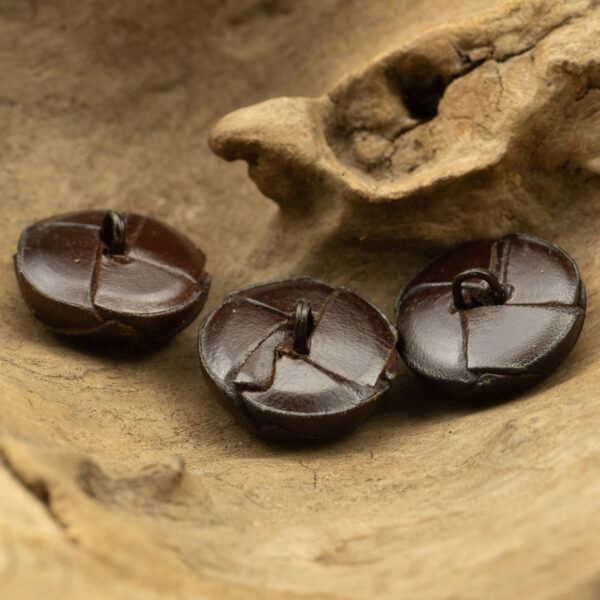 Vintage Dark Brown Leather Woven Handmade Spherical Buttons 2pcs - Image 3
