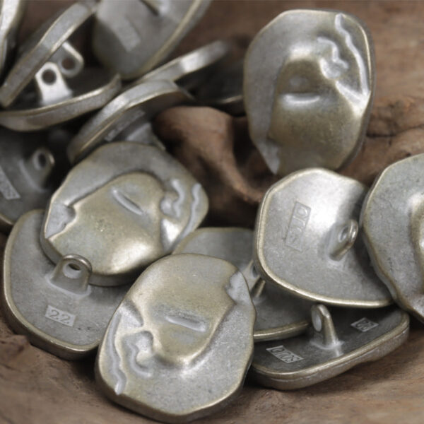 Irregular Human Face Vintage Metal Shank Clothing Buttons,5pcs