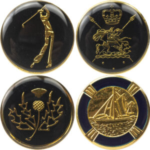 Golden Glue-Dotted Metal Shank Buttons 4pcs 