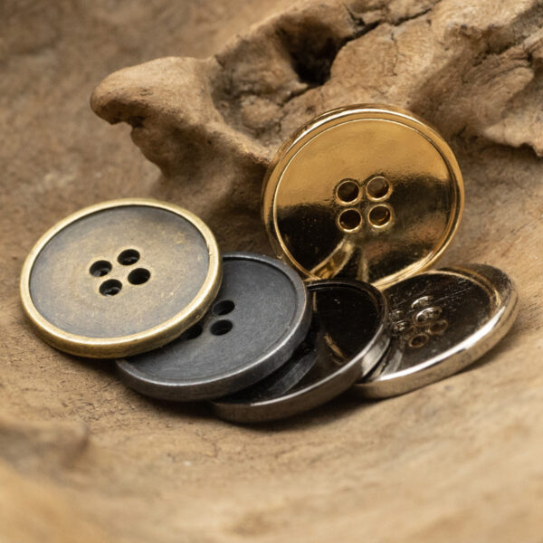Round Slim Edged 4 Hole Zinc Alloy Metal Clothing Buttons,10pcs
