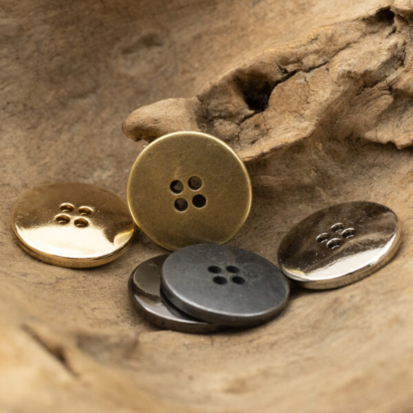 Round Slim Edged 4 Hole Zinc Alloy Metal Clothing Buttons,10pcs