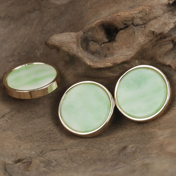 Jade Green Resin and Metal Button for Chinese Style Hanfu 10pcs - Image 3