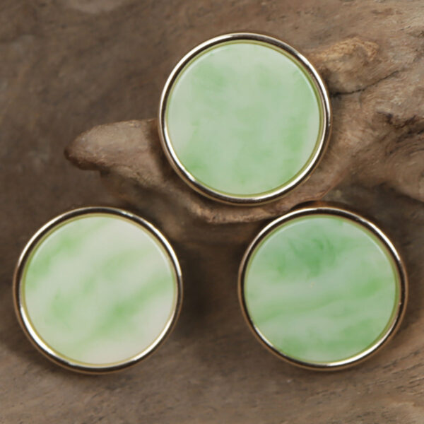 Jade Green Resin and Metal Button for Chinese Style Hanfu 10pcs - Image 4