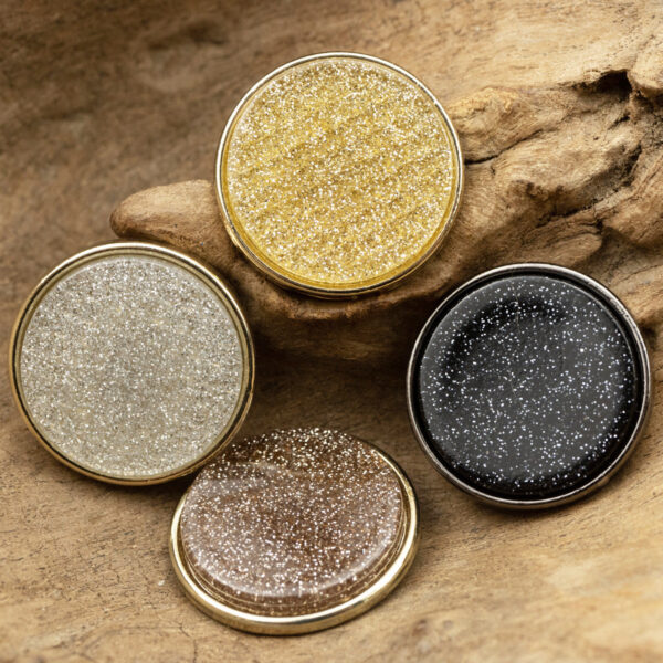 Fashion Round Pearl Lustre Resin Faced Metal-Based Buttons,5pcs
