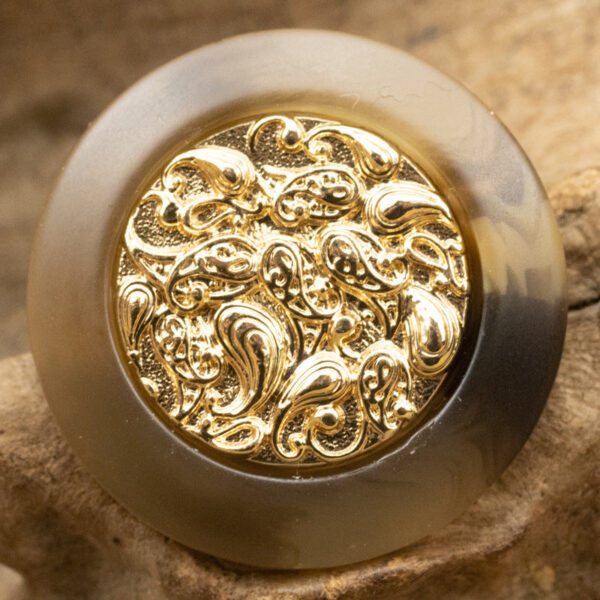 Chinese Style Golden Auspicious Cloud Resin Metal Combination Buttons 10pcs - Image 7