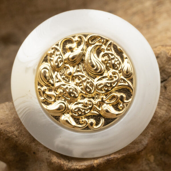 Chinese Style Golden Auspicious Cloud Resin Metal Combination Buttons 10pcs - Image 4