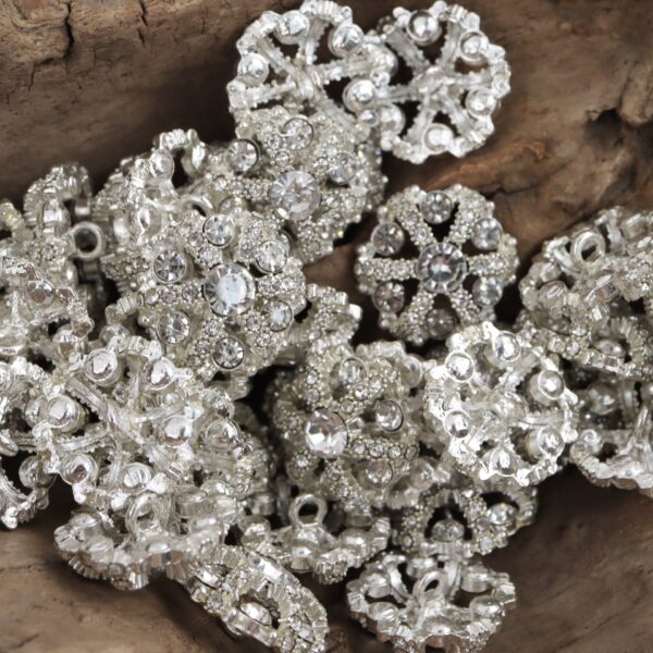 Irregular Snowflake Inlaid with Rhinestones Hollow Metal Button 10pcs - Image 3