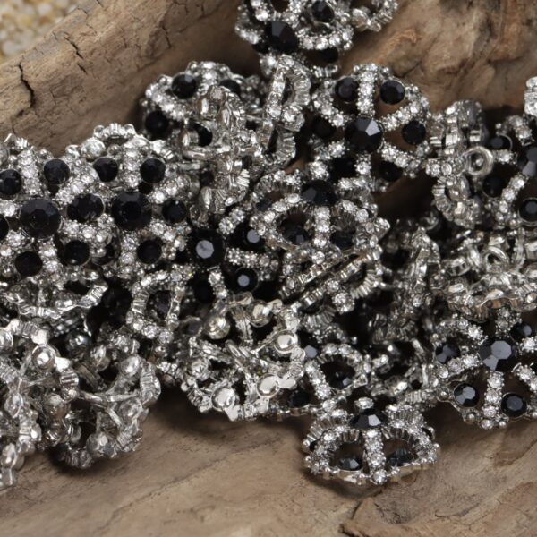 Irregular Snowflake Inlaid with Rhinestones Hollow Metal Button 10pcs - Image 4