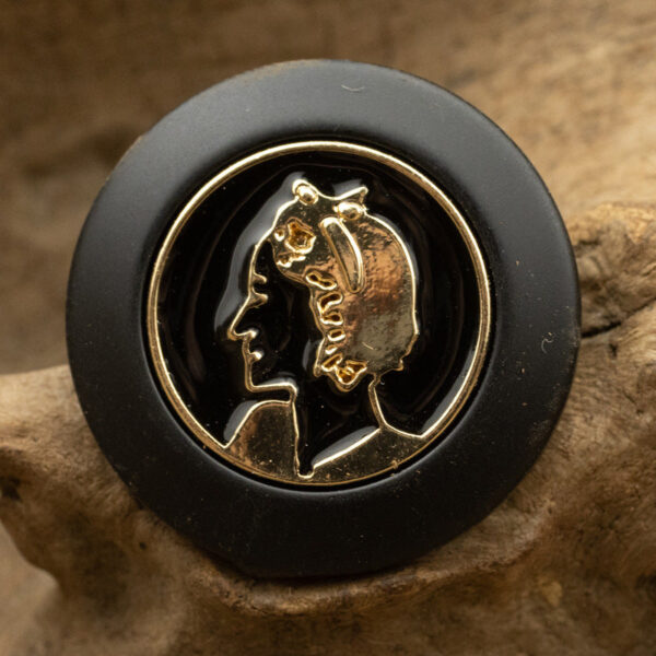 Retro Golden Beauty Portrait Resin Buttons with Metal Shanks 6pcs - Image 5