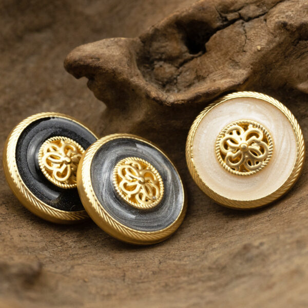 Premium French Retro Golden Metal Base Pearl Glaze Shank Button 10pcs - Image 3