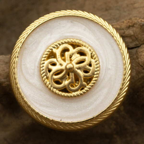 Premium French Retro Golden Metal Base Pearl Glaze Shank Button 10pcs - Image 4