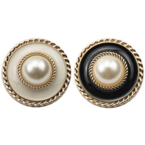 Vintage Black White Pearl Metal Buttons for Lady Coats Dresses 10PCS