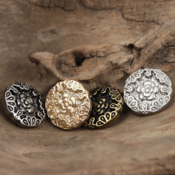 Chinese Style Embossed Rose Bronze Metal Shank Buttons 10pcs - Lots of Buttons