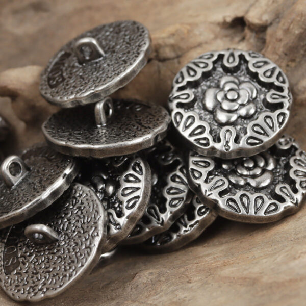 Vintage-Style Bronze Metal Button with Handle and Embossed Rose 10pcs - Image 5