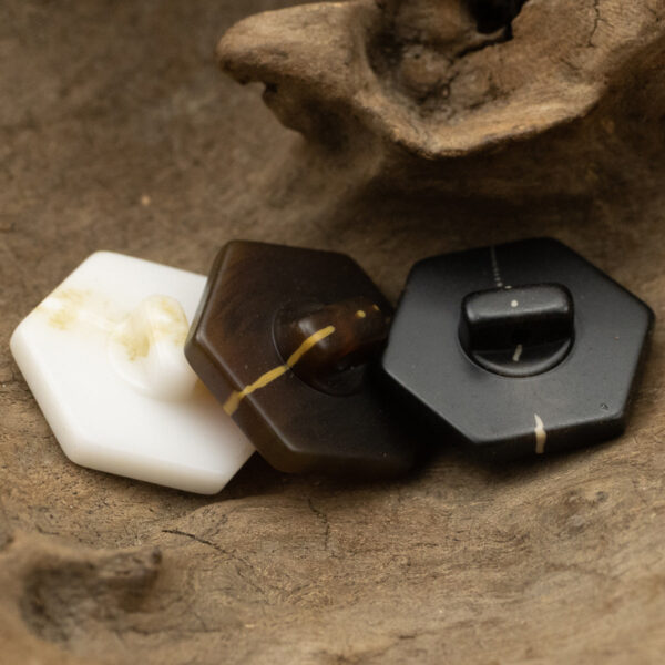 Hexagonal Marble Texture Black Brown White Resin Shank Buttons 10pcs - Image 2