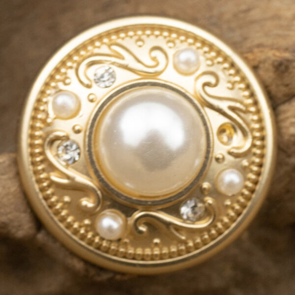 Fog Gold Pearl and Diamond-Inlaid Metal Button with Shank 10pcs - Image 4
