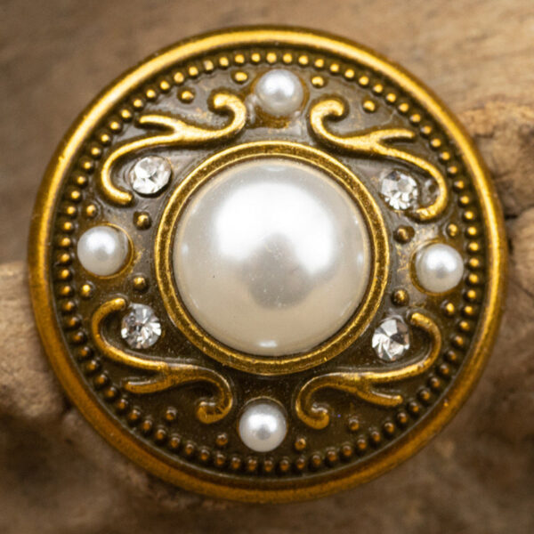 Fog Gold Pearl and Diamond-Inlaid Metal Button with Shank 10pcs - Image 5