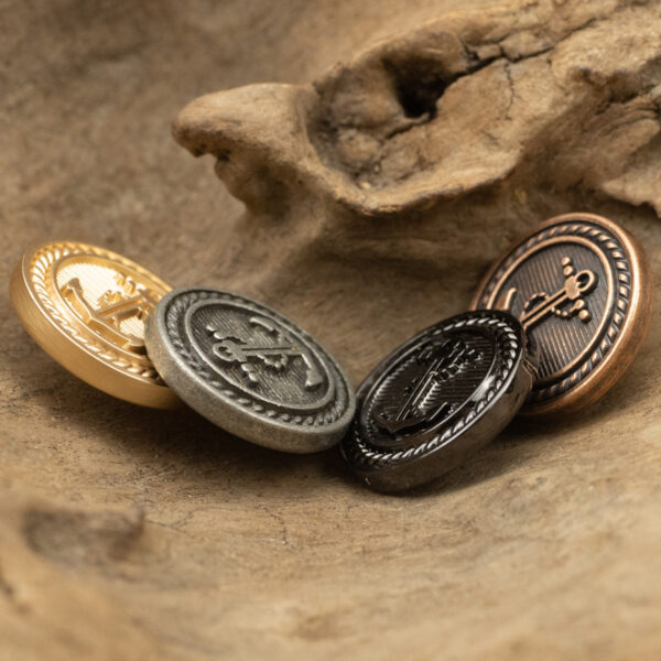 Retro Nautical Anchor Element Metal Buttons for Suits and Coats 5pcs - Image 3