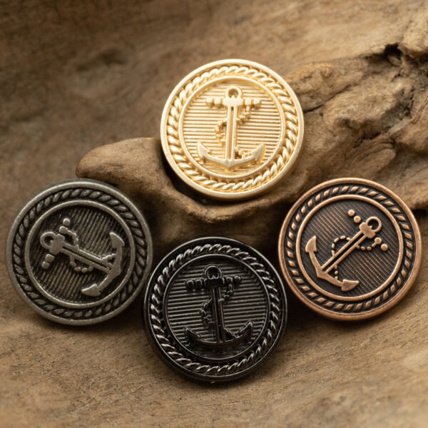 Retro Nautical Anchor Element Metal Buttons for Suits and Coats 5pcs - Image 4
