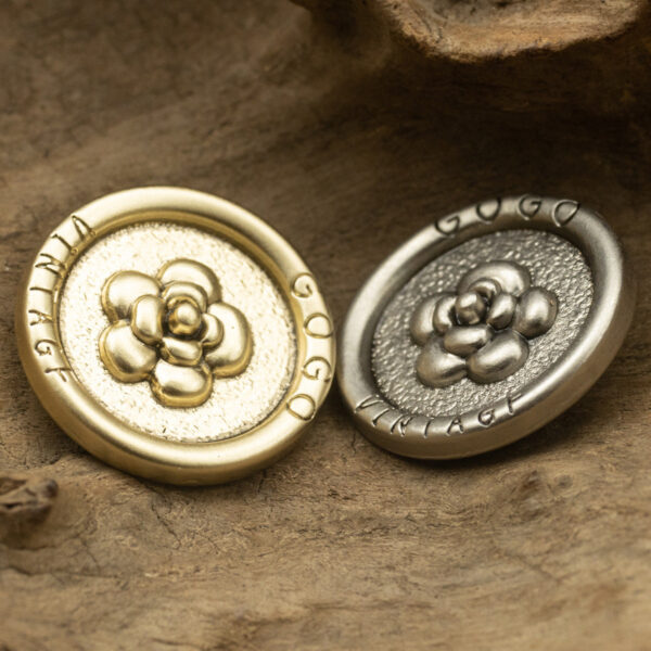 Luxury Antique Gold Silver Metal Shank Buttons Rose Pattern 10pcs - Image 3