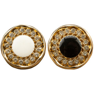 Gold Rhinestone-Dotted Black White Metal Buttons for Women's Short Jackets 10pcs 