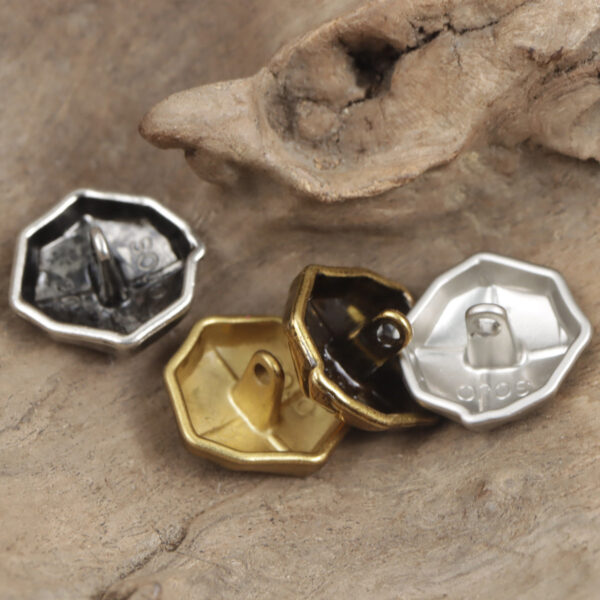 Beret Shaped Gold Silver Lacquered Woven Metal Buttons 10pcs - Image 2