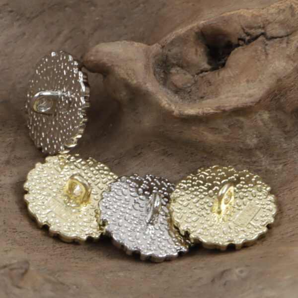 Irregular Lace Black Glued Metal Button with Gold Silver Base 10pcs - Image 2