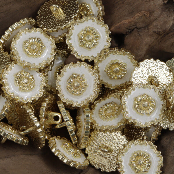 Irregular Lace Black Glued Metal Button with Gold Silver Base 10pcs - Image 4