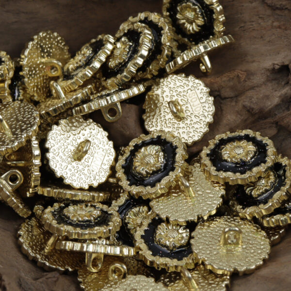 Irregular Lace Black Glued Metal Button with Gold Silver Base 10pcs - Image 5