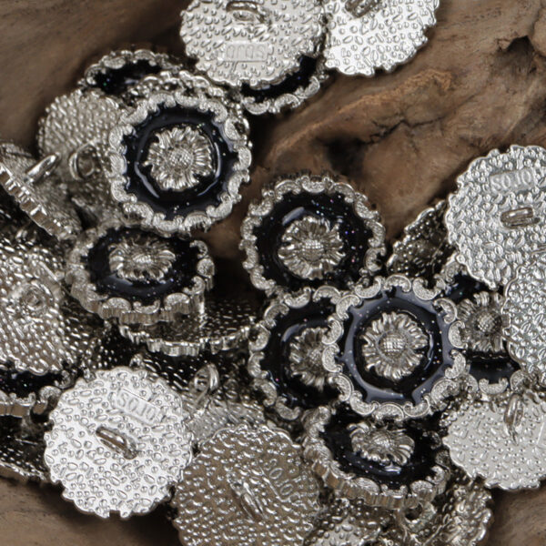 Irregular Lace Black Glued Metal Button with Gold Silver Base 10pcs - Image 6