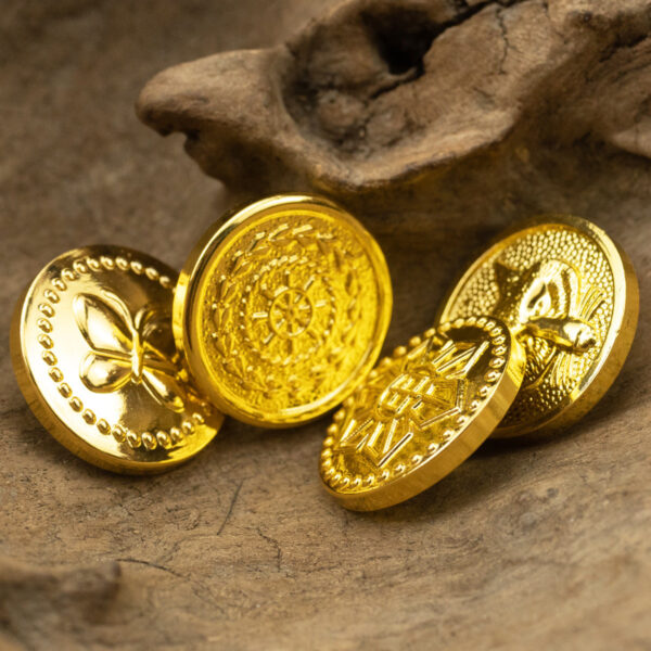 Shiny Gold Metal Shank Buttons Helm Fox Butterfly Design 6pcs - Image 3