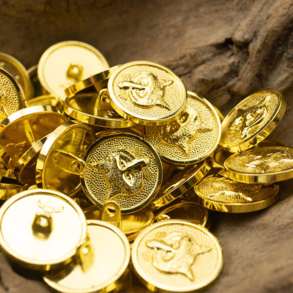 Shiny Gold Metal Shank Buttons Helm Fox Butterfly Design 6pcs - Image 5