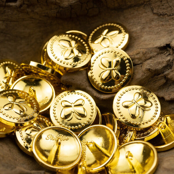 Shiny Gold Metal Shank Buttons Helm Fox Butterfly Design 6pcs - Image 6