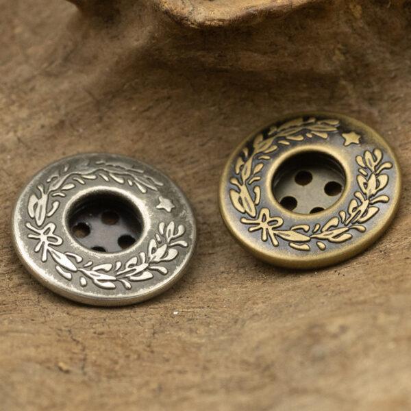 17mm Laurel Element Black Nickel-Colored Metal Buttons 10pcs - Image 5