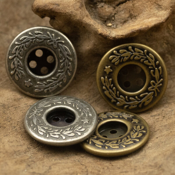 17mm Laurel Element Black Nickel-Colored Metal Buttons 10pcs - Image 4