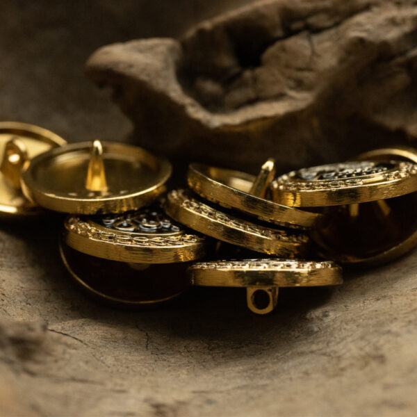 Palace Retro Style Tea Gold Wheat Crown Metal Shank Button 10pcs - Image 2