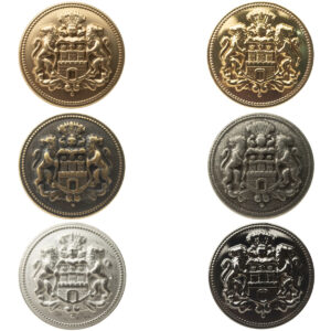 Double Lion Crown Metal Buttons for French Lady's Shiny Silk Coat 6pcs 