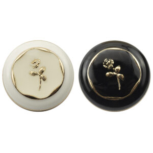 Vintage Oiled Black and White Rose Metal Decorative Buttons 10pcs