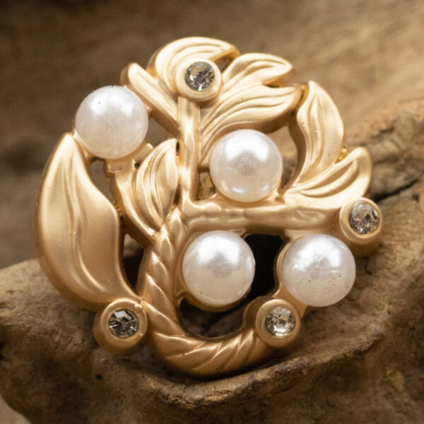 Irregular Hollow Leaf Petal Diamond-Inlaid Pearl Metal Buttons 10pcs - Image 4