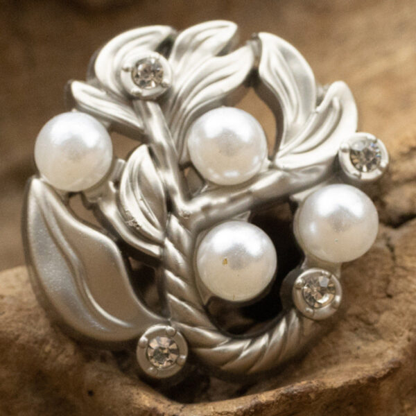 Irregular Hollow Leaf Petal Diamond-Inlaid Pearl Metal Buttons 10pcs - Image 5