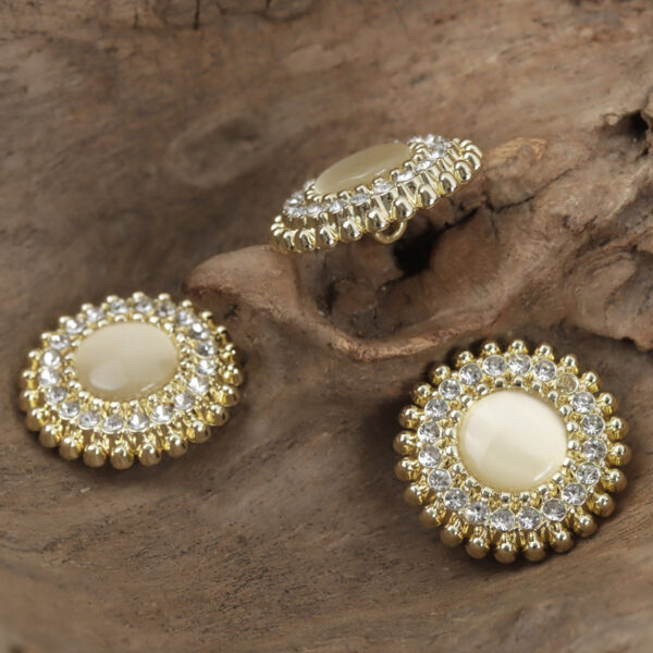 Light Gold Diamond-Encrusted Lace Metal Button with Shank,10pcs - Lots of Buttons